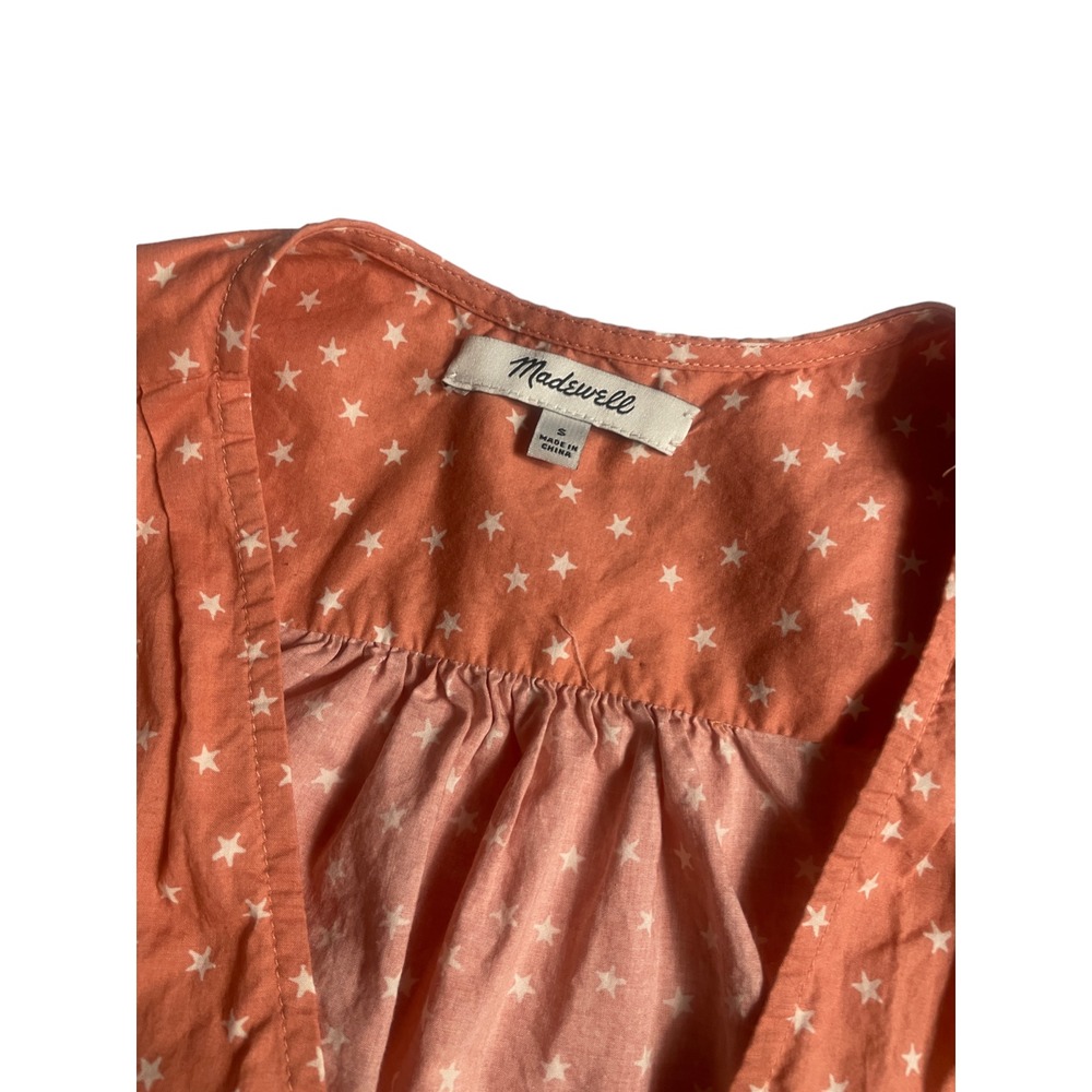 Madewell Small Orange White 100% Cotton Ladies Cute Top - Picture 3 of 7
